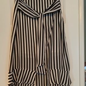 whowhatwear black and white stripped skirt.